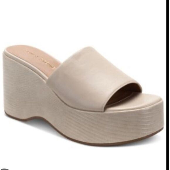 Sun + Stone Finleighh Women Cream Platform Slide Wedge Sandal Size 7M - Picture 1 of 7